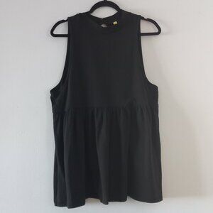 FREE PEOPLE black high neck sleeveless peplum top with back cut out